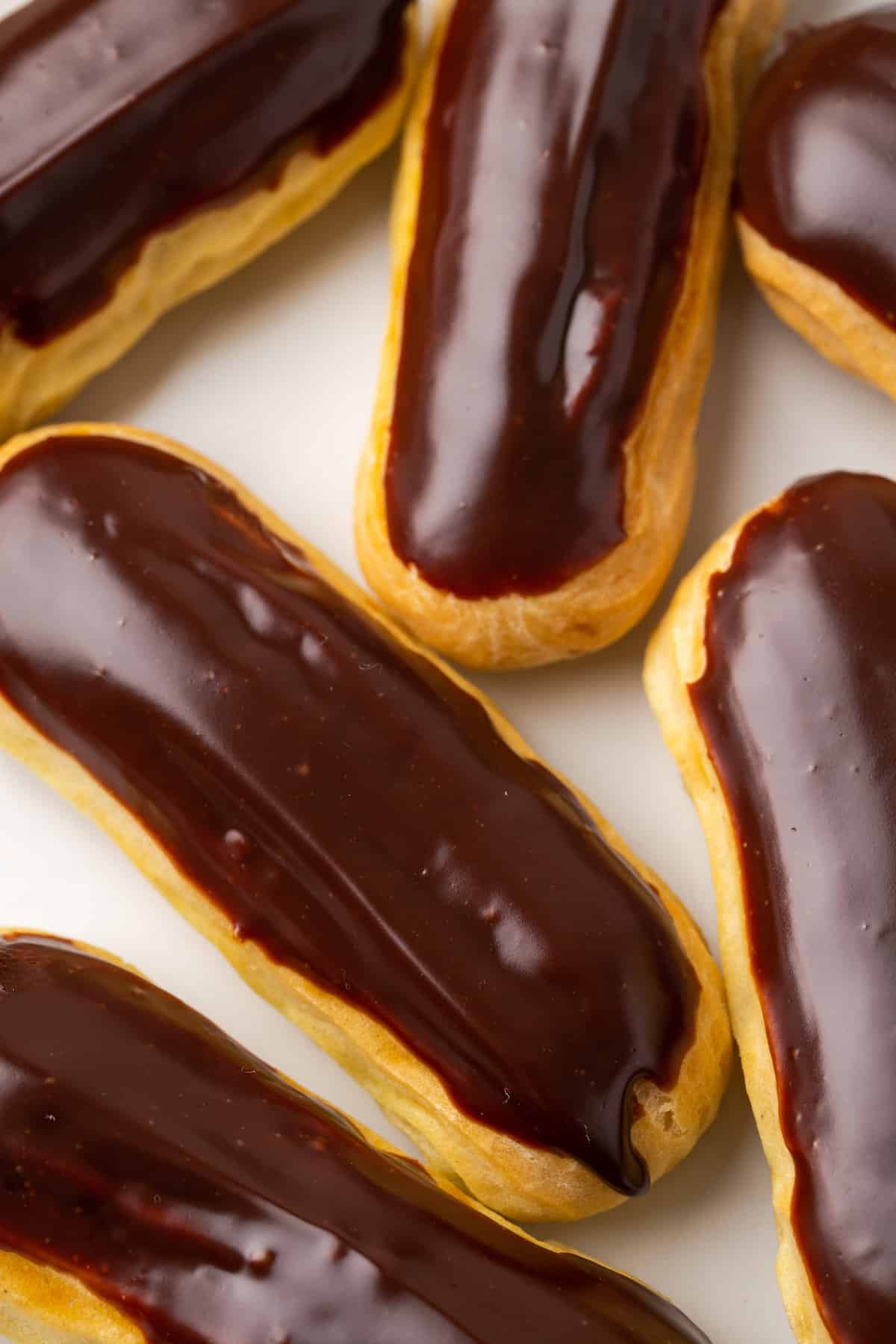 Close up of assorted gluten-free eclairs.