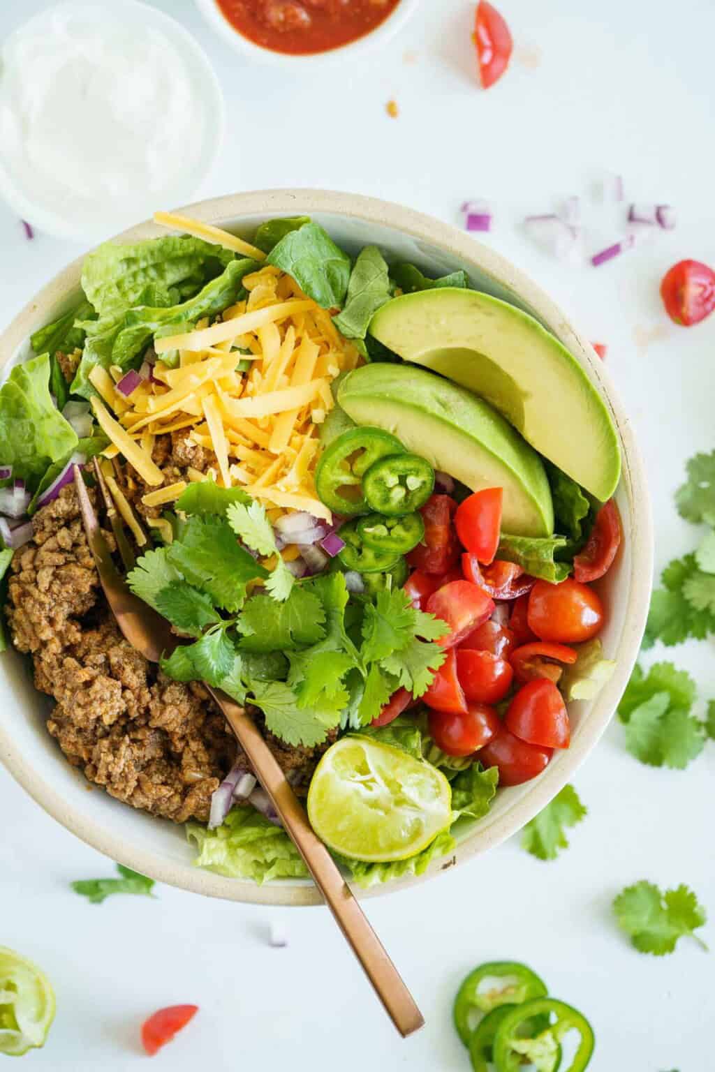 Ground Beef Taco Salad - Keto Bowls! | Cupcakes & Kale Chips