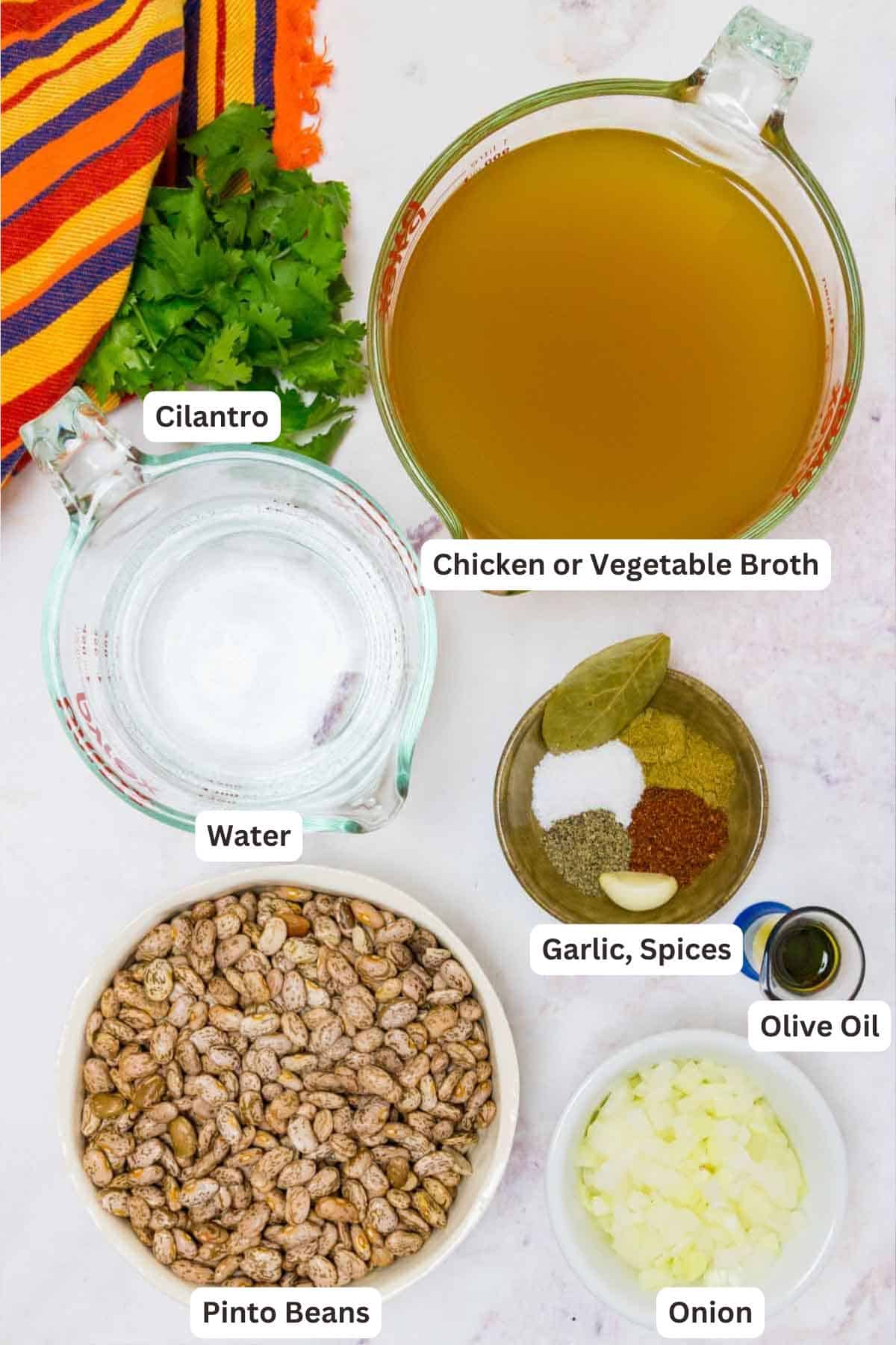 Ingredients for Instant Pot Pinto Beans.