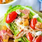 A closeup of an Italian Wedge Salad.