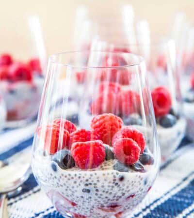 Triple Berry Coconut Chia Pudding Parfaits.