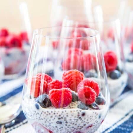 Triple Berry Coconut Chia Pudding Parfaits.