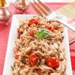 Slow Cooker Tomato Basil Pulled Chicken from a collection of easy paleo recipes