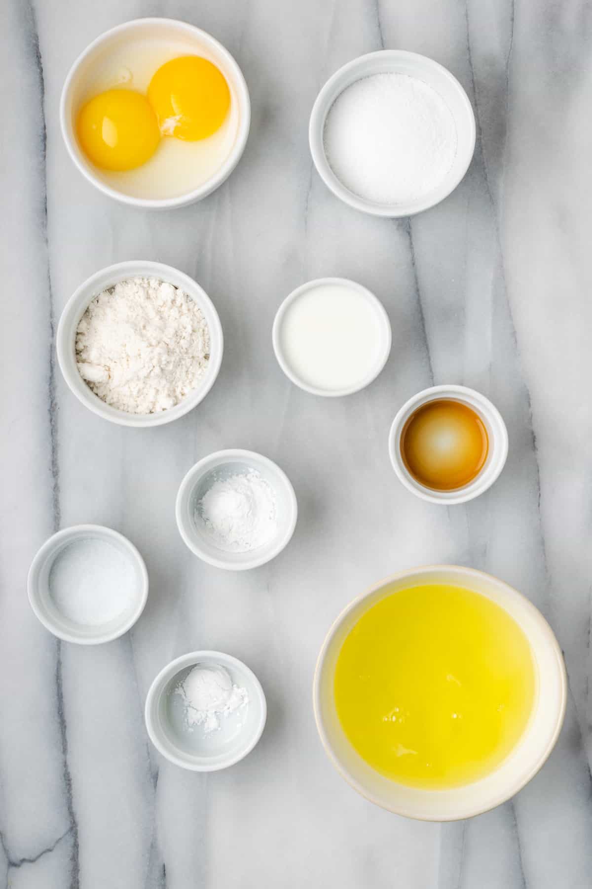 An overview of ingredients needed to make Gluten-Free Souffle Pancakes.