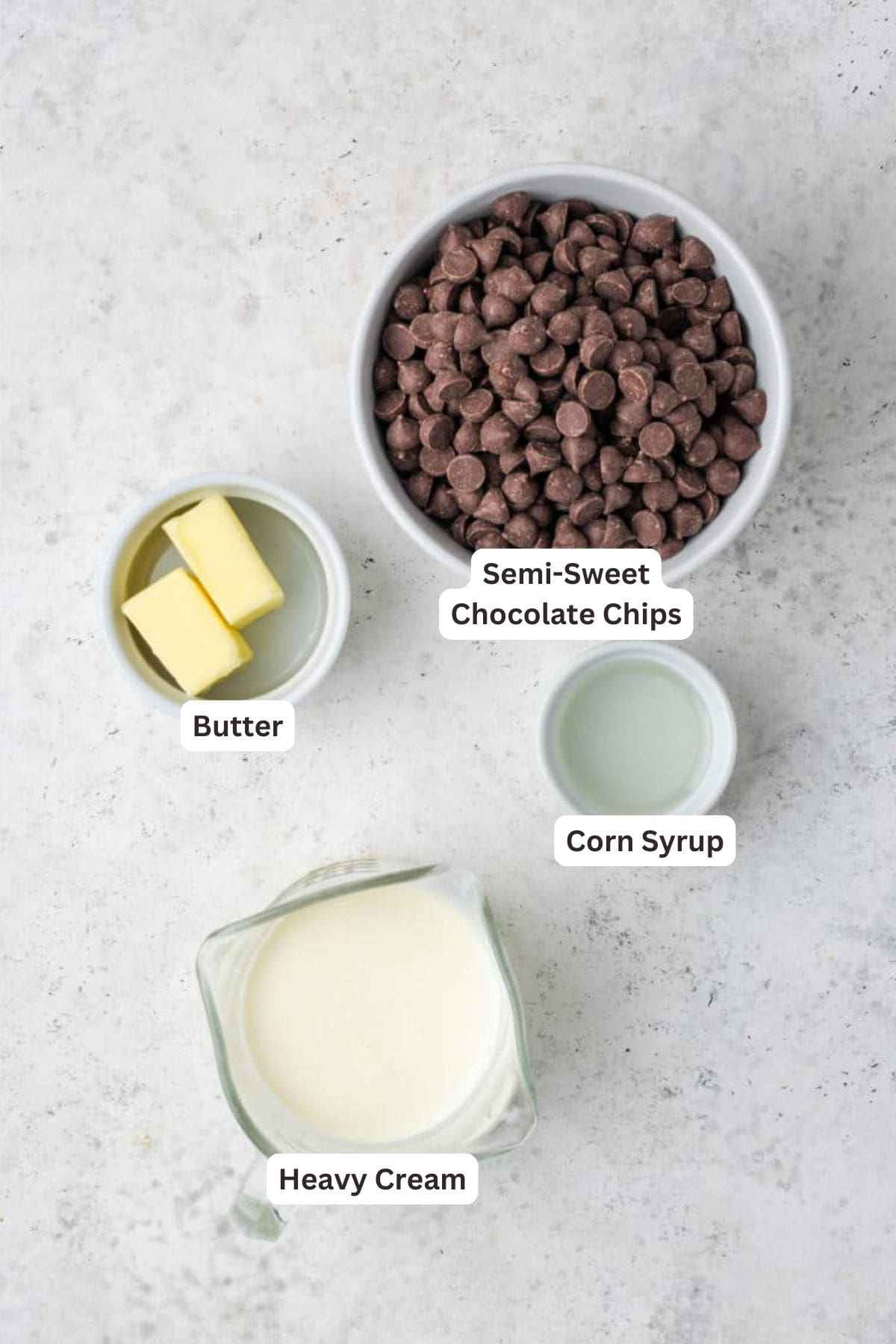 Ingredients for Easy Chocolate Glaze.