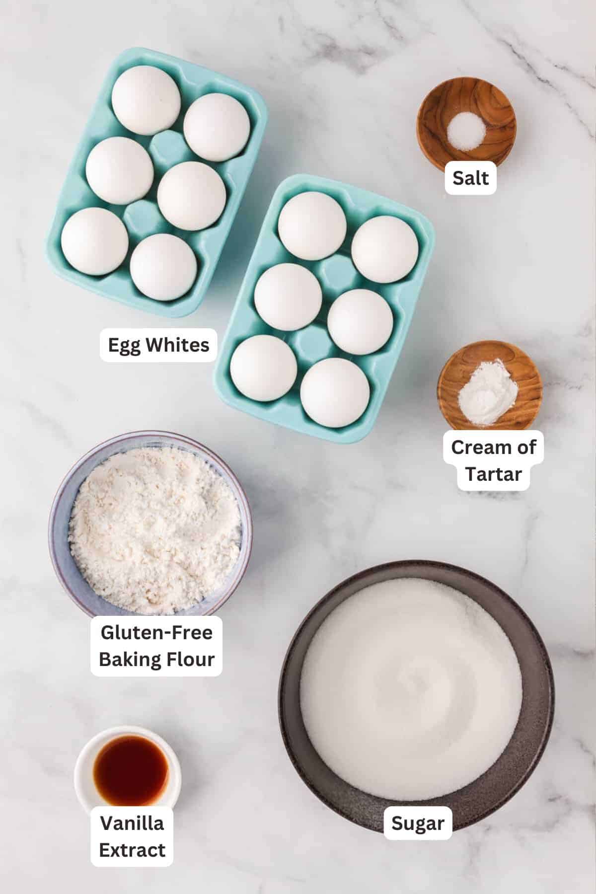 Ingredients for Gluten-Free Angel Food Cake.