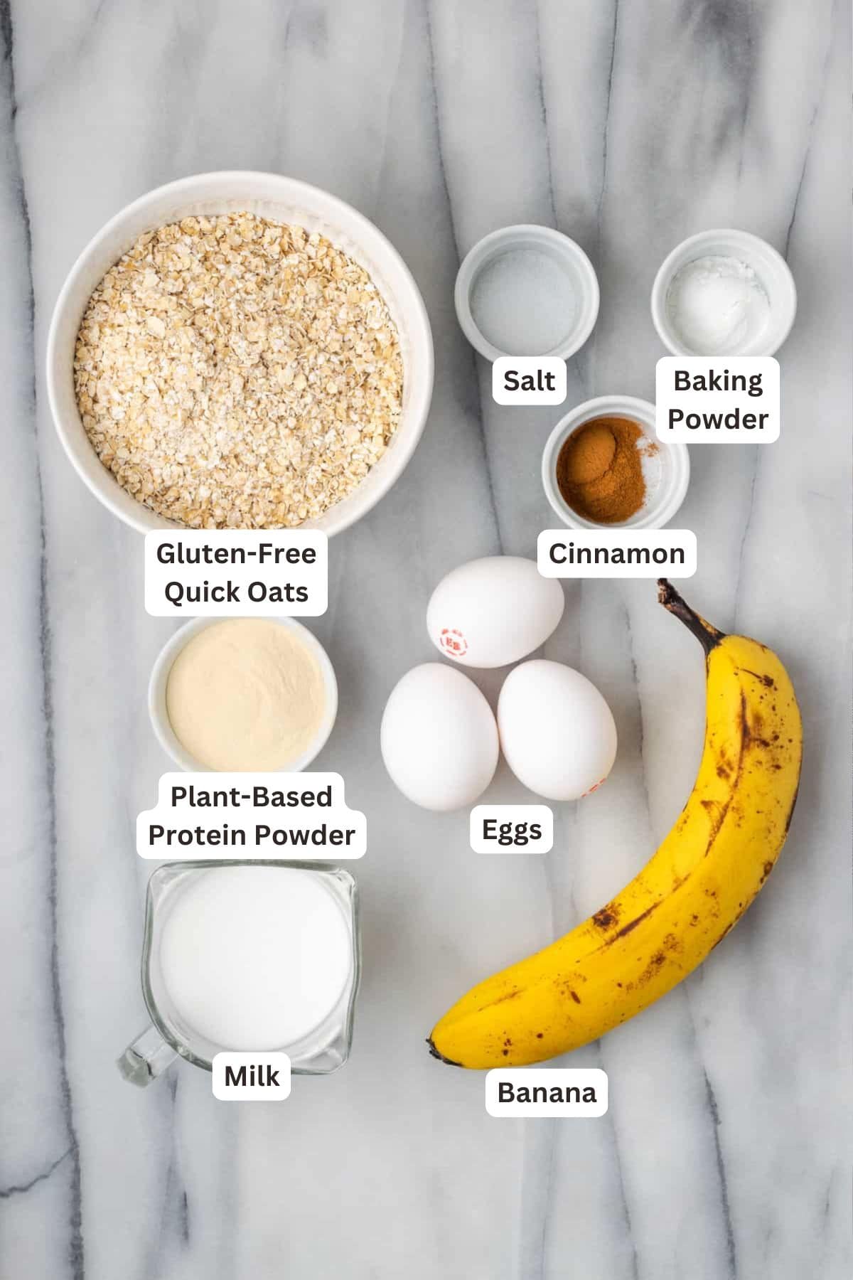 Ingredients for Gluten-Free Protein Pancakes.