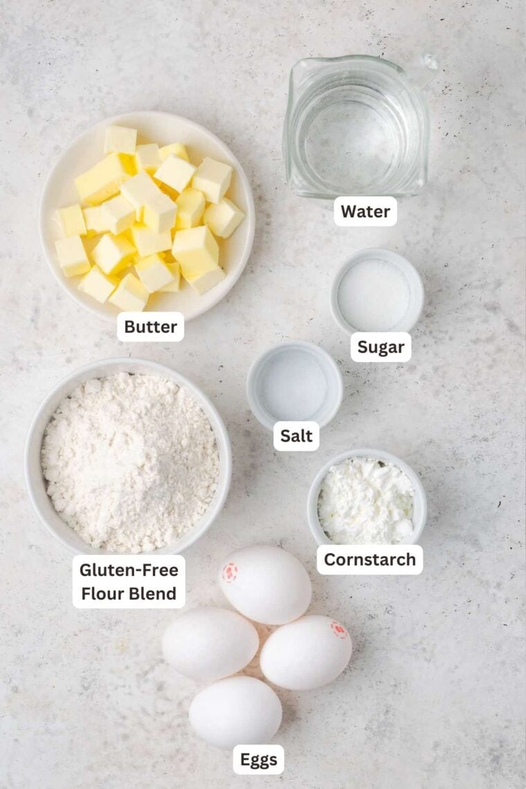 Ingredients for Gluten Free Pate a Choux.