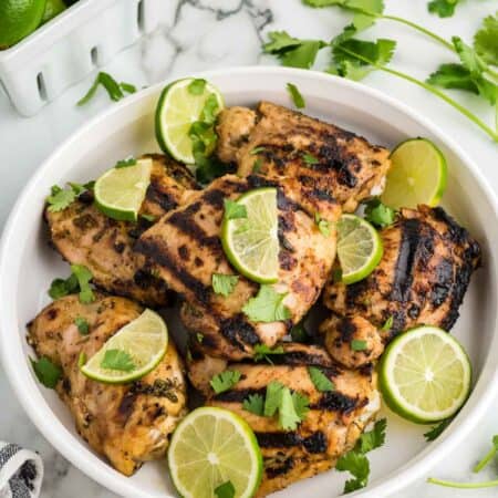 A bowl of grilled cilantro lime chicken.