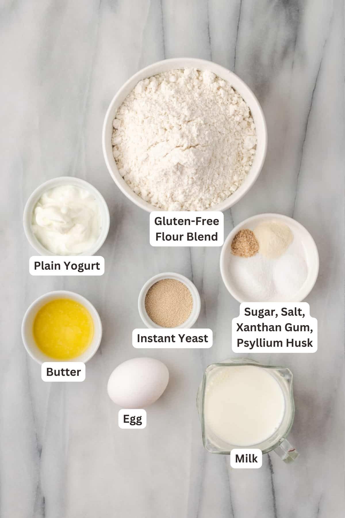 Ingredients for Gluten-Free Naan Bread.