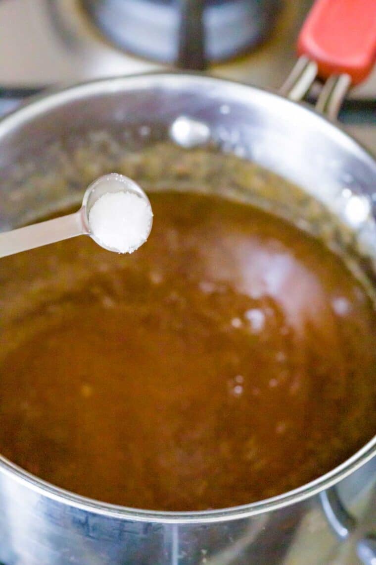 Rich, buttery homemade Caramel Sauce is an absolutely essential recipe to have in your recipe binder! It's easy to make this decadent sauce. Adding cream to caramel sauce.