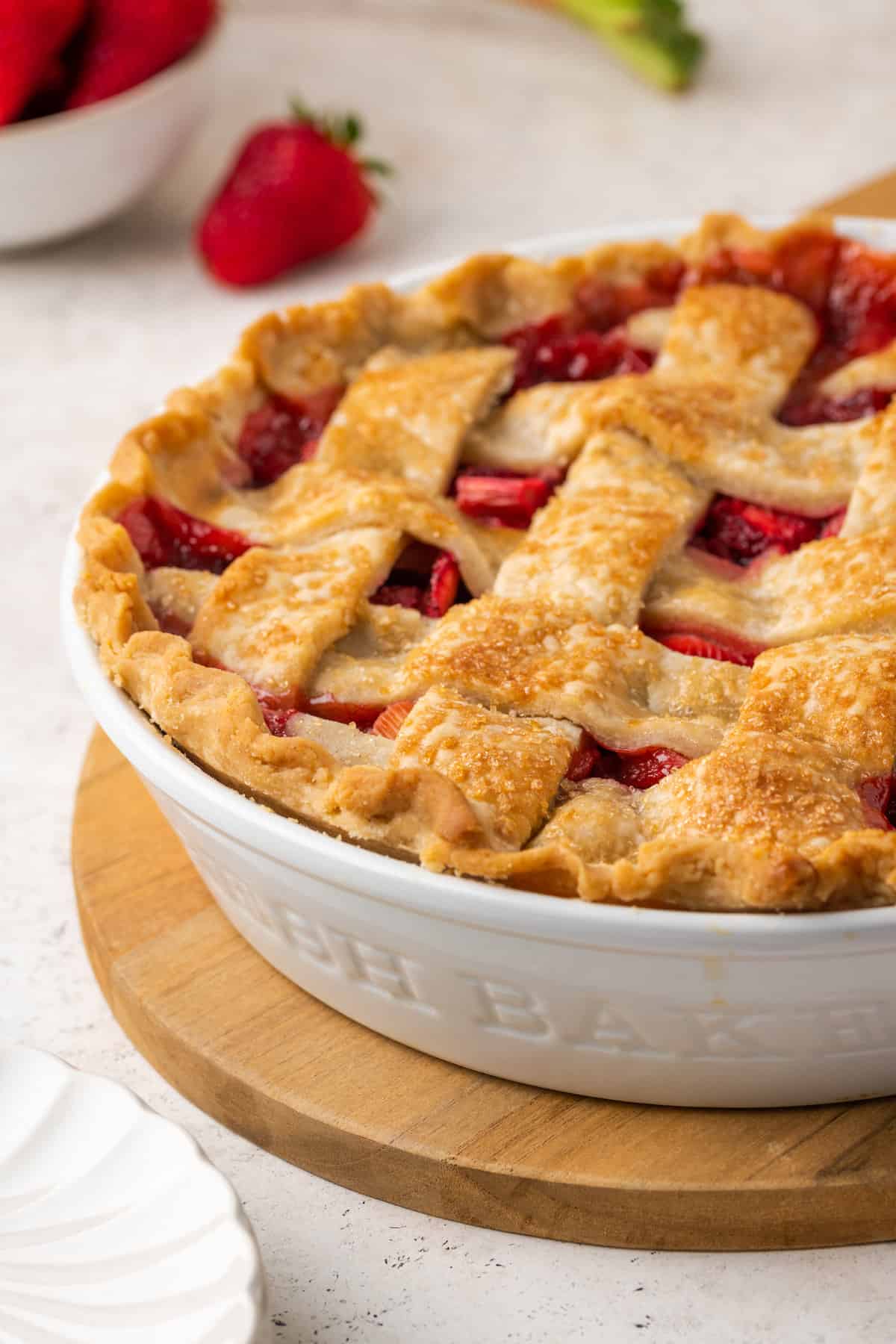 A gluten-free strawberry rhubarb pie.