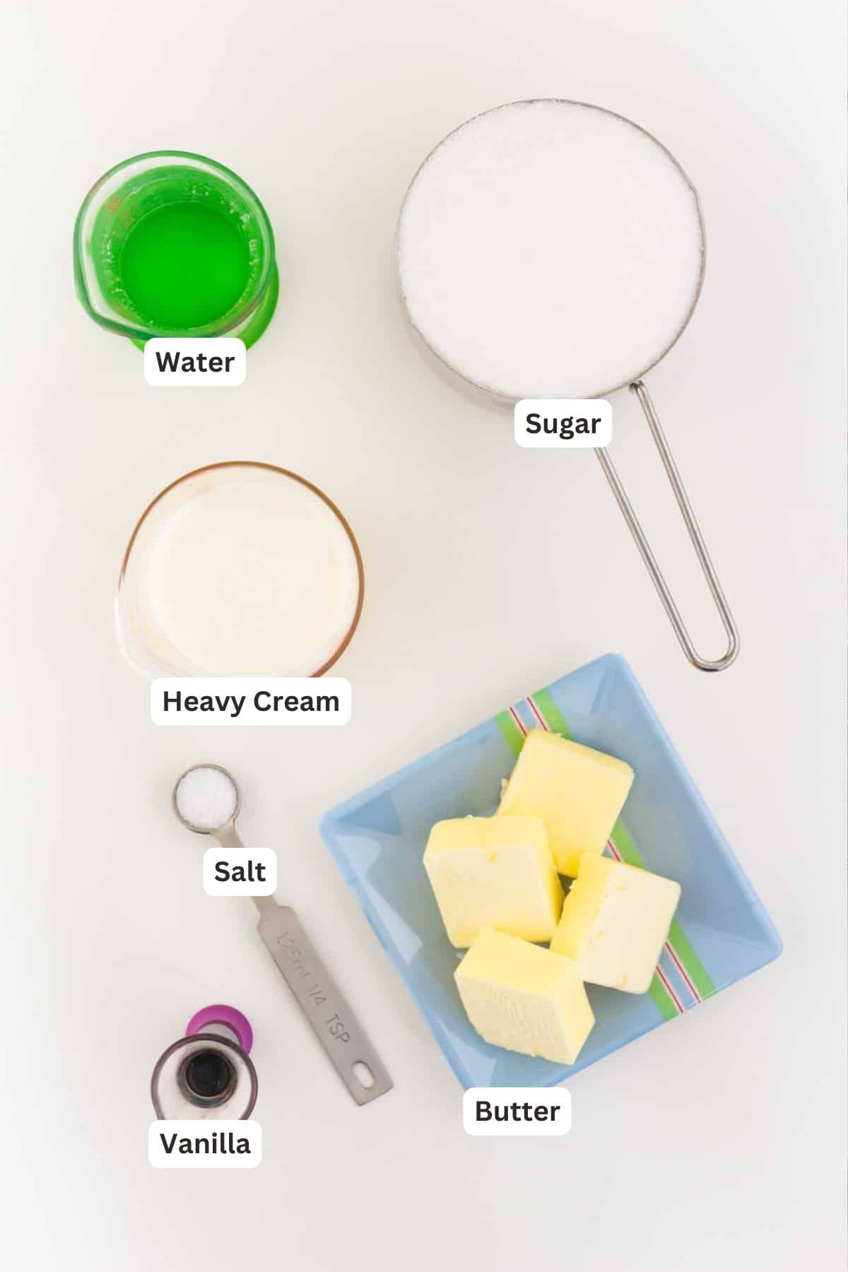 Ingredients for Caramel Sauce.