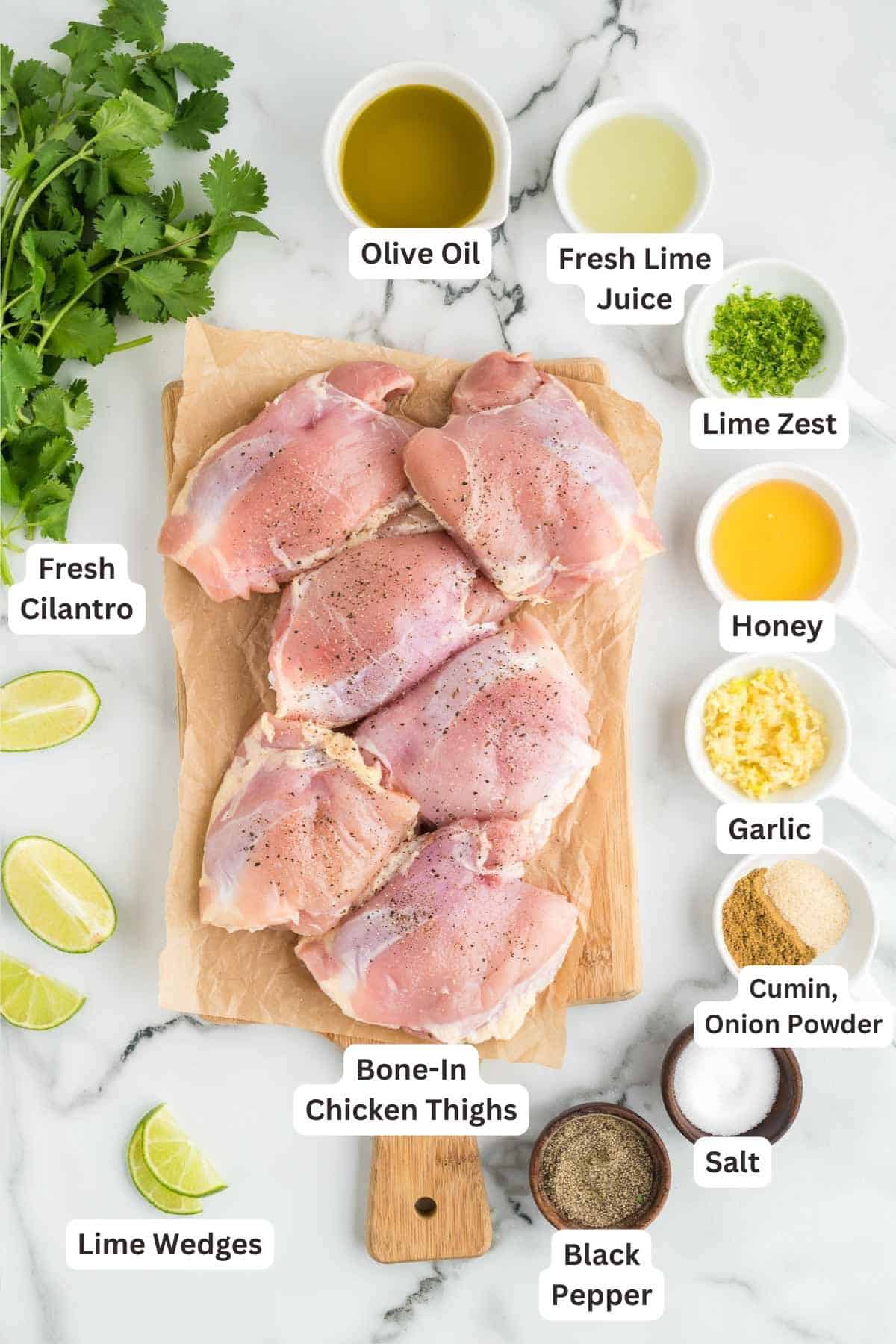 Ingredients for Cilantro Lime Chicken.