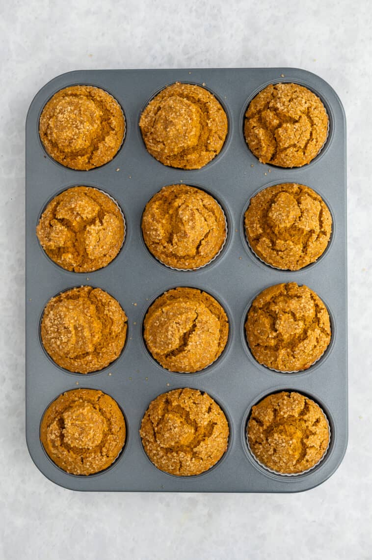 A tin of 12 gluten-free pumpkin muffins.