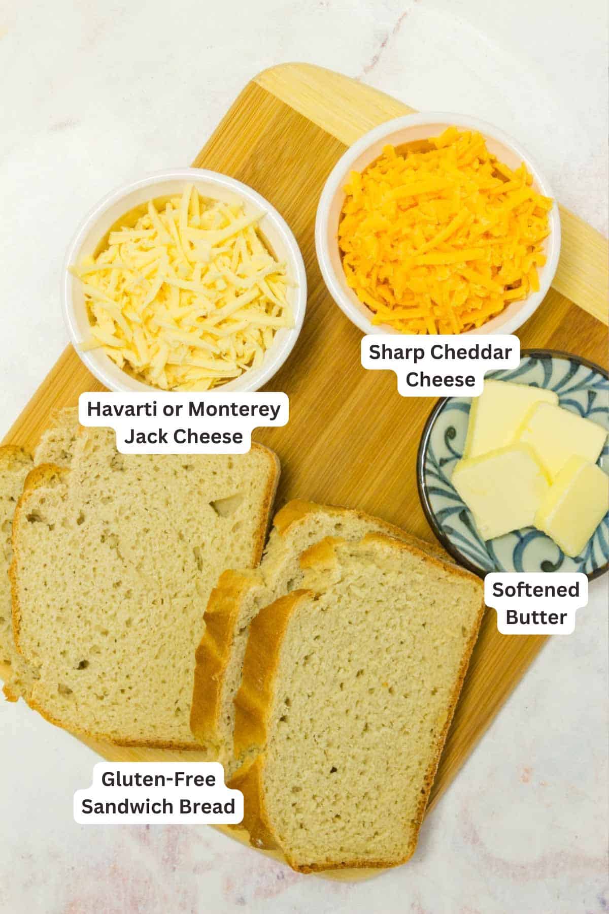 Ingredients for Gluten-Free Air Fryer Grilled Cheese.