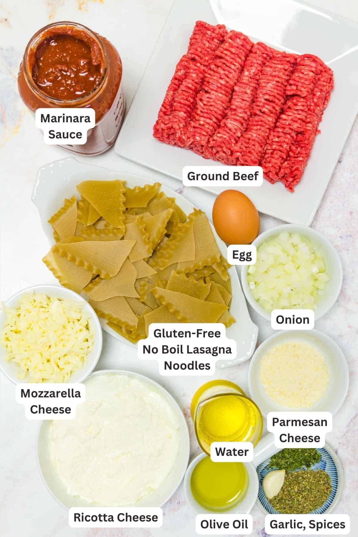 Ingredients for Gluten Free Skillet Lasagna.