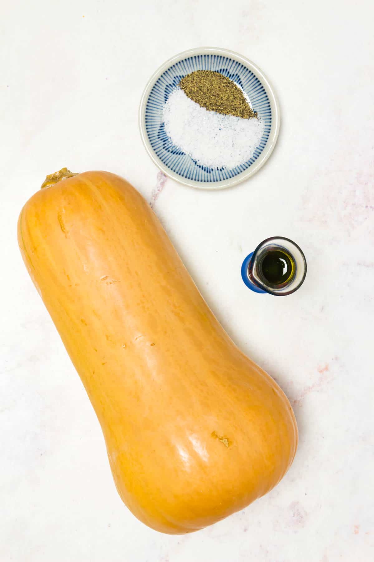 Ingredients needed for roasted butternut squash: butternut squash, olive oil, salt and pepper.