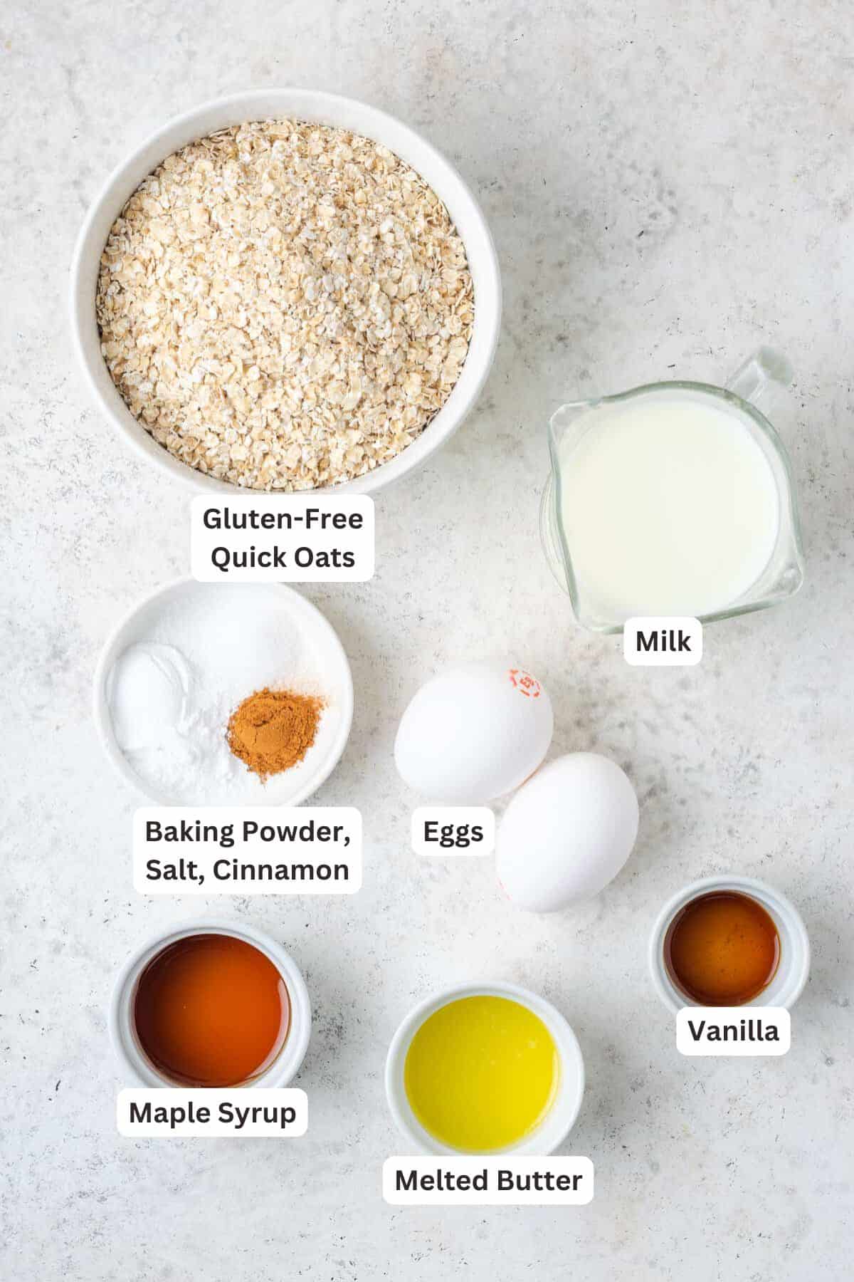 Ingredients for Oatmeal Pancakes.