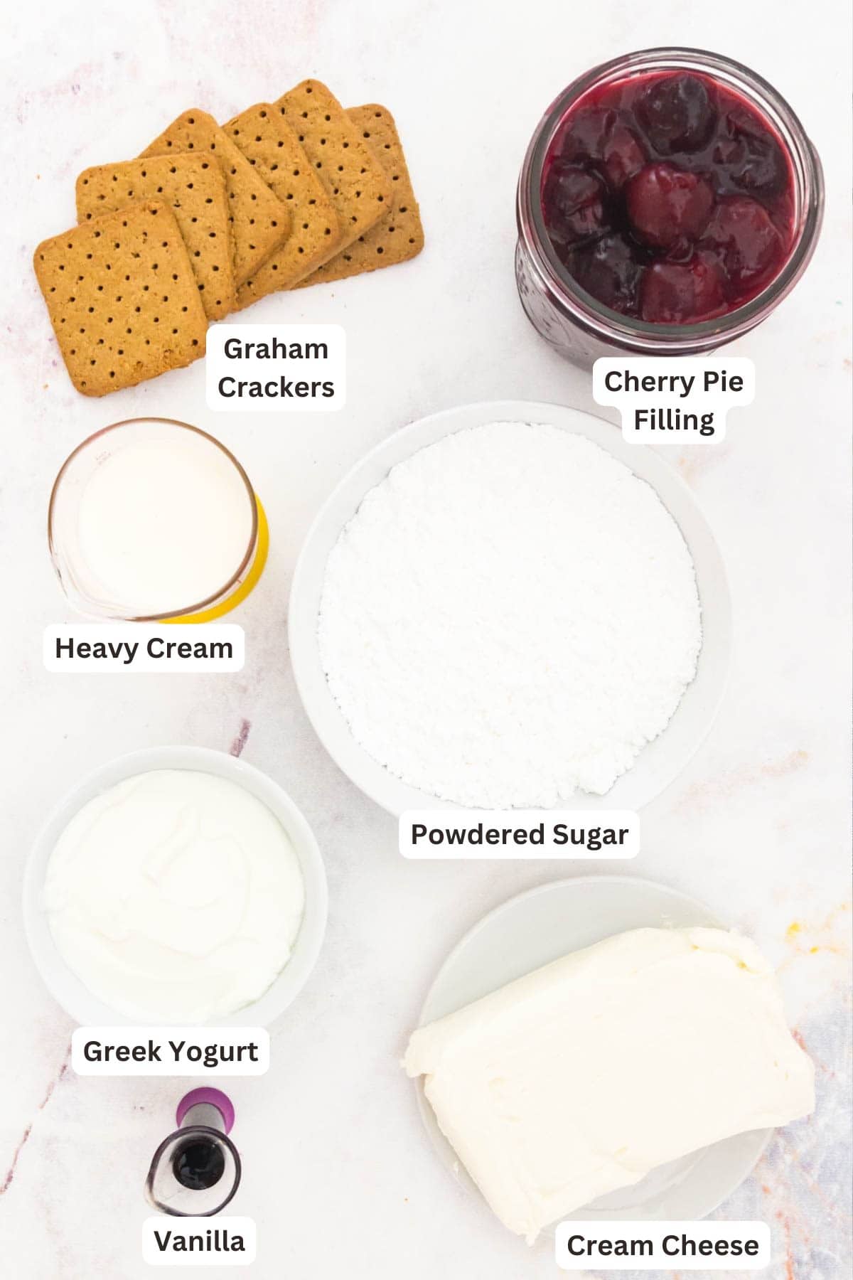 Ingredients for Cherry Cheesecake Dip.