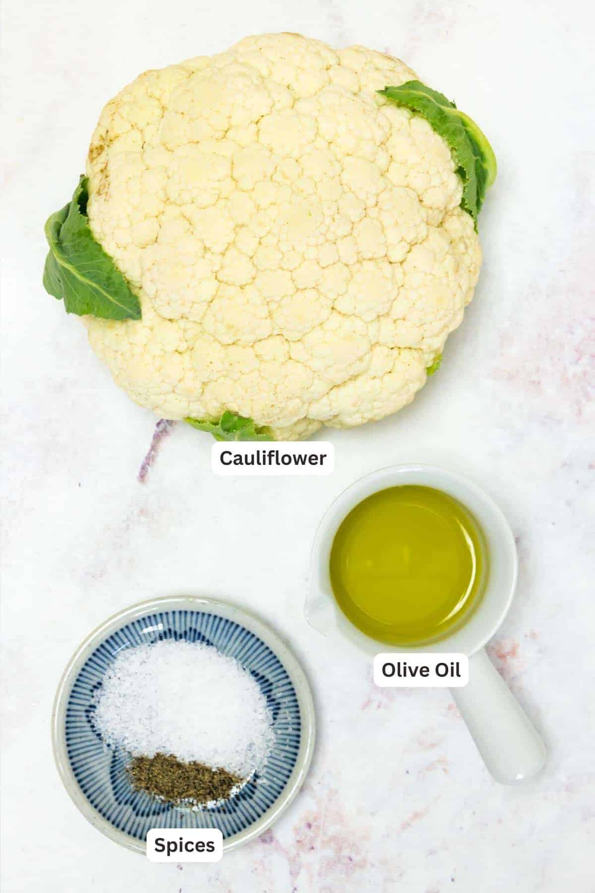 Ingredients for Roasted Cauliflower.