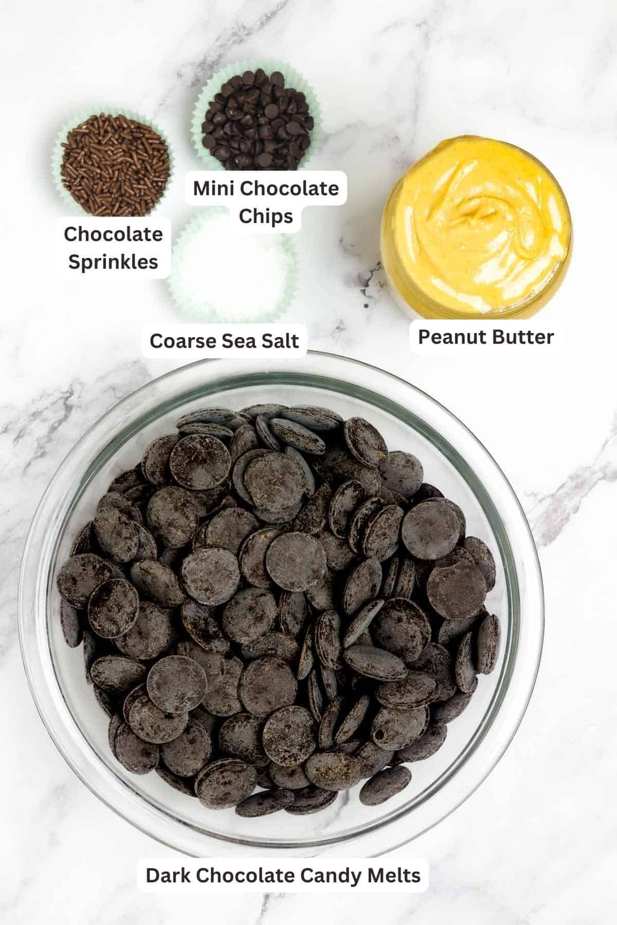 Ingredients for Dark Chocolate Peanut Butter Cups.