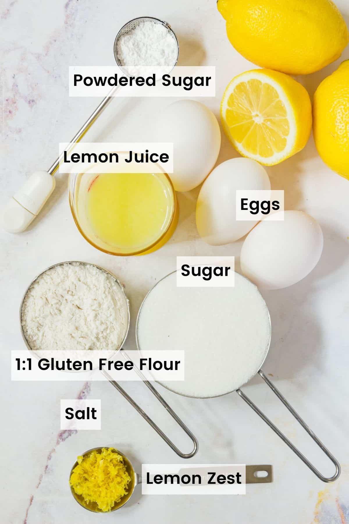 Ingredients for the lemon bar filling with text labels.