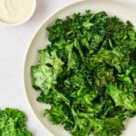 Crispy air fryer kale ina bowl.