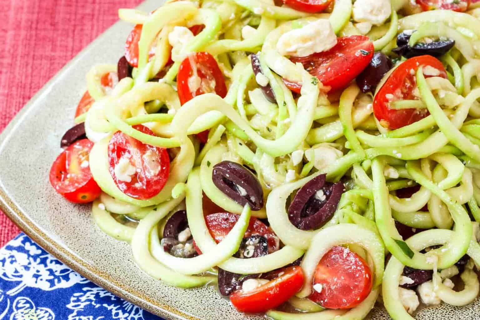 Greek Zoodle Salad | Cupcakes & Kale Chips