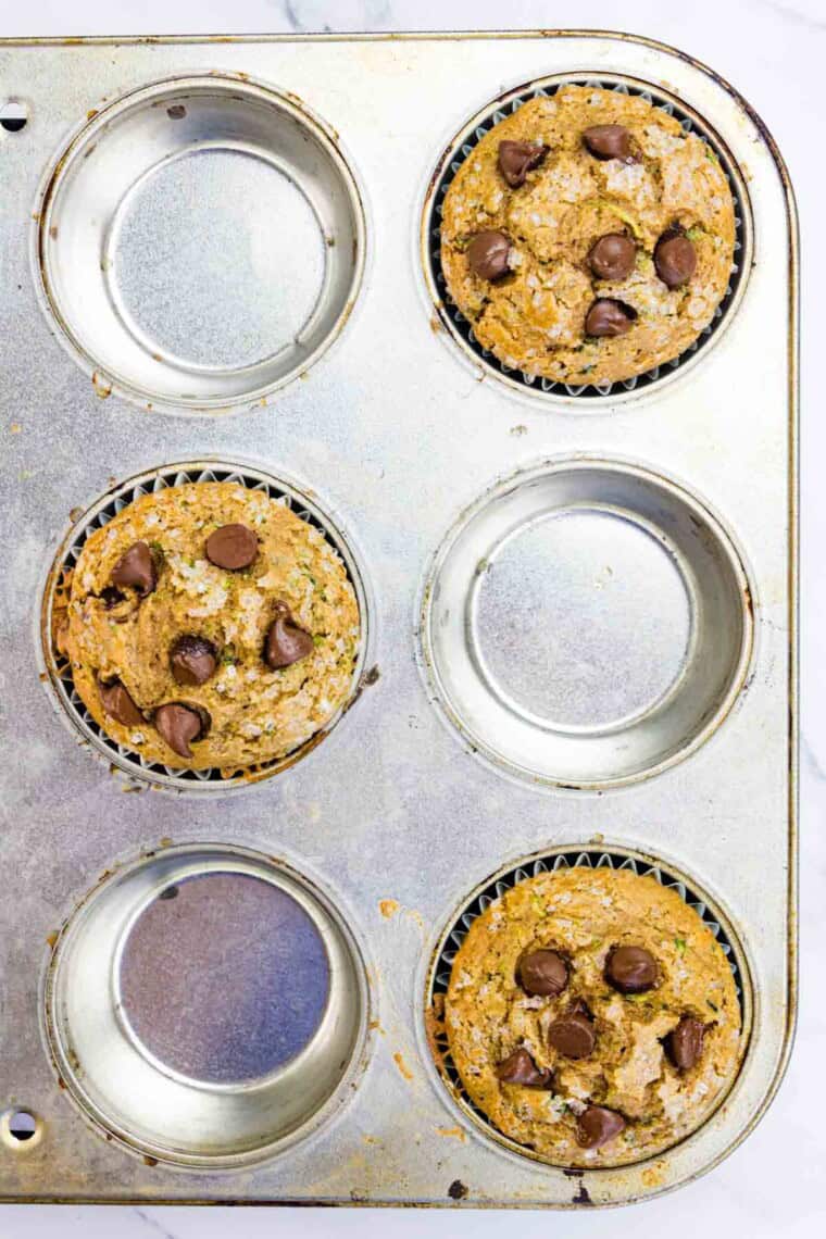 The baked muffins are shown in the tin.