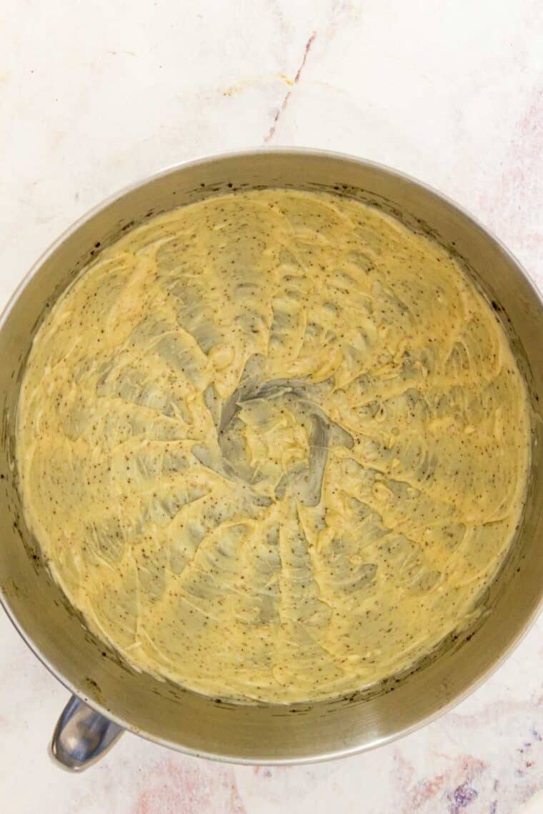 Butter and browned butter combined in a bowl.