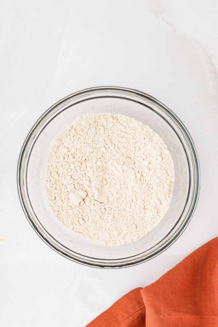 The dry mix for pumpkin cookies in a bowl.