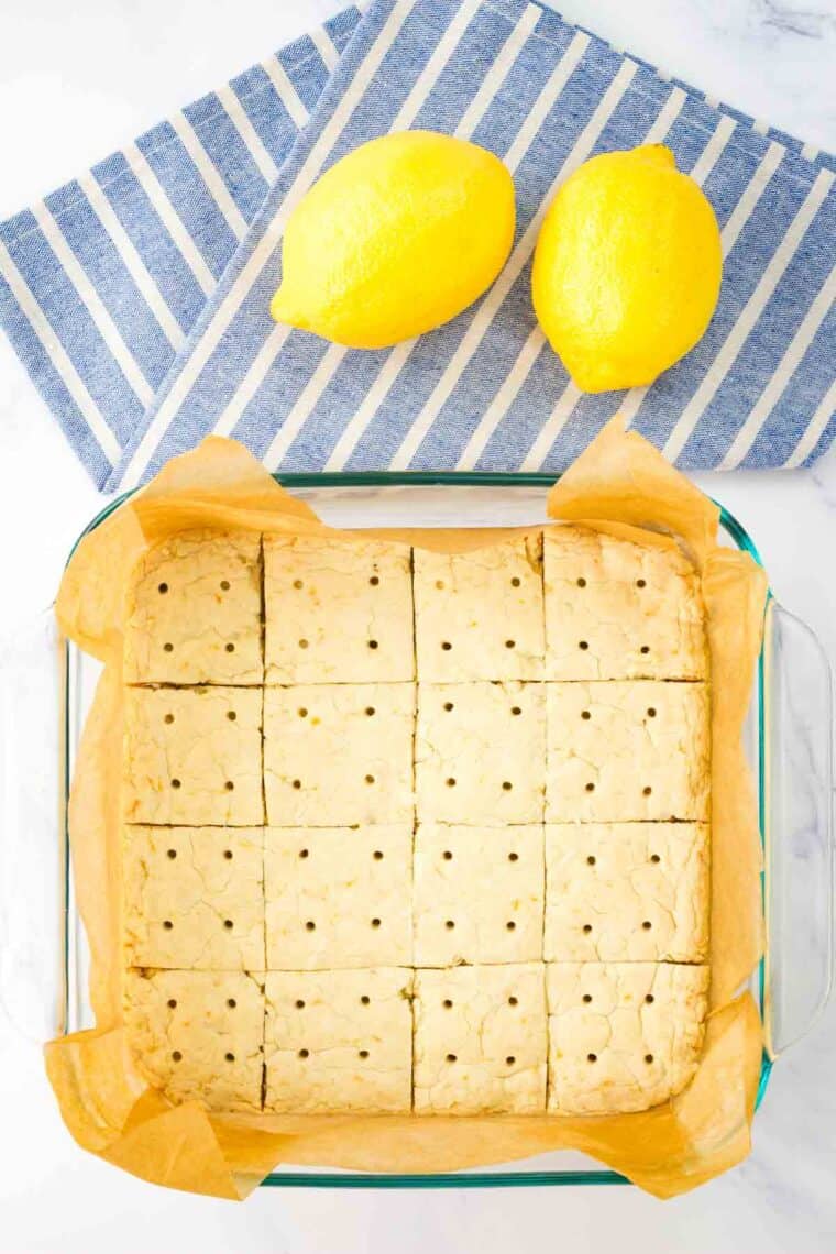 A pan of lemon shortbread cookies.