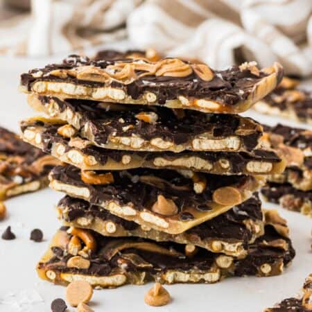 A stack of pretzel bark.