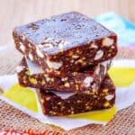 Cherry energy bars are stacked up.