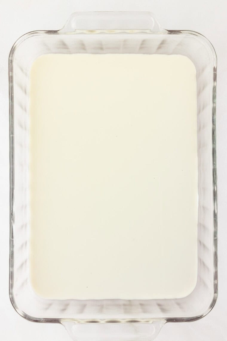 White mixture on top of a jello layer.
