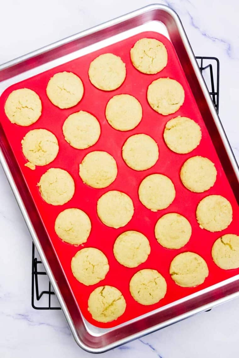 The sugar cookie cups puff up after being baking.