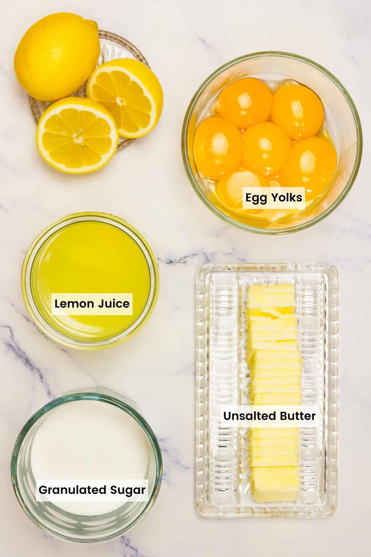 Ingredients for this lemon curd recipe are text-labeled.