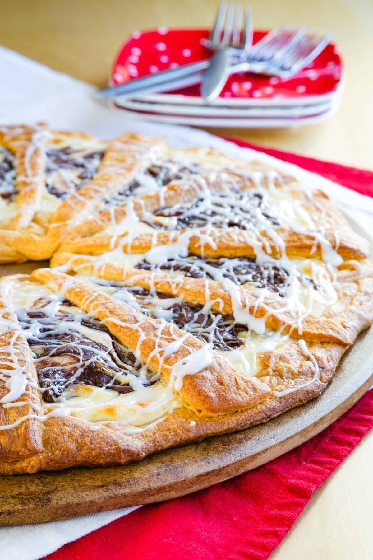 Slices of Nutella pastry after being cut.