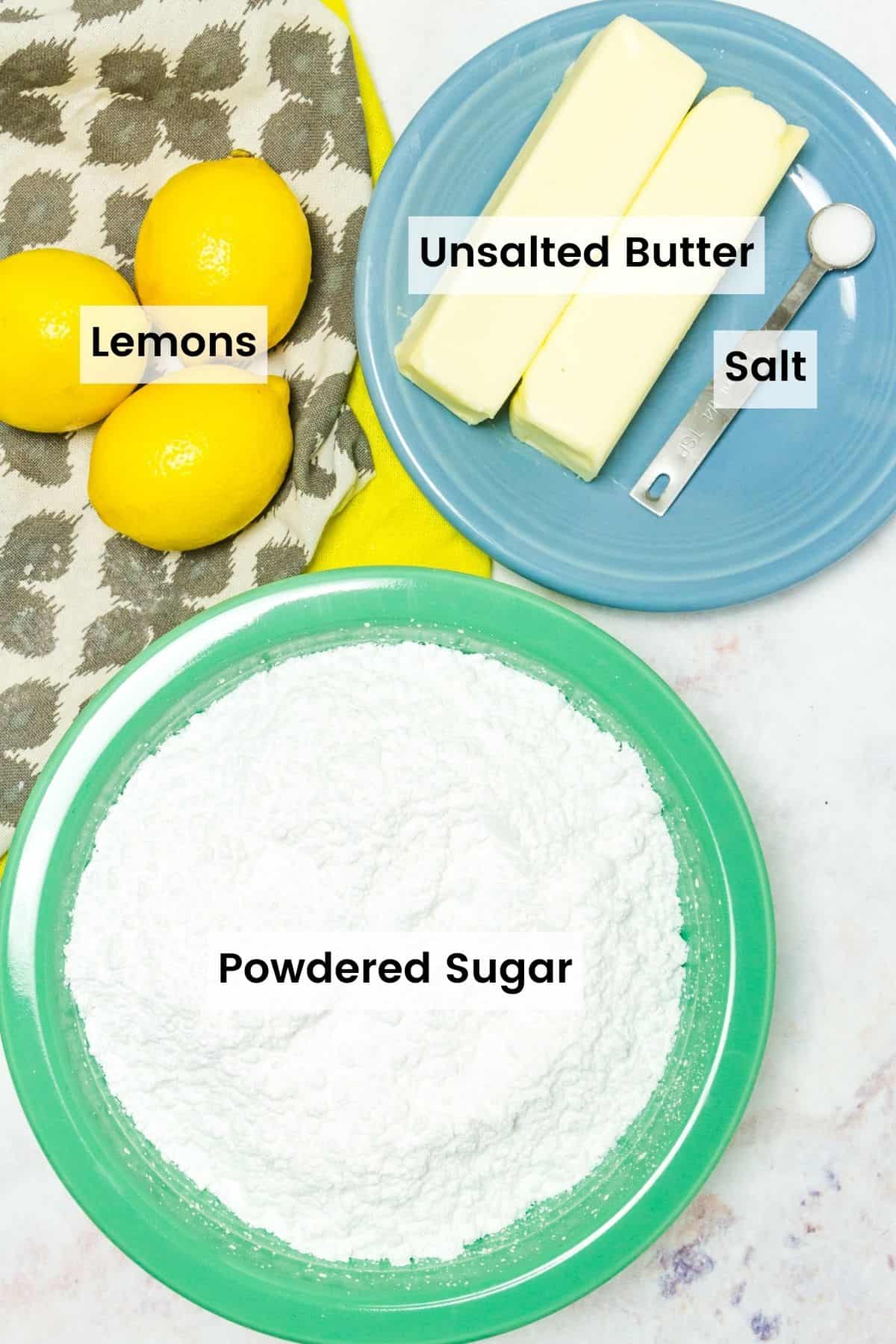 Frosting ingredients with text labels.