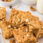 A plate of gluten free blondies.
