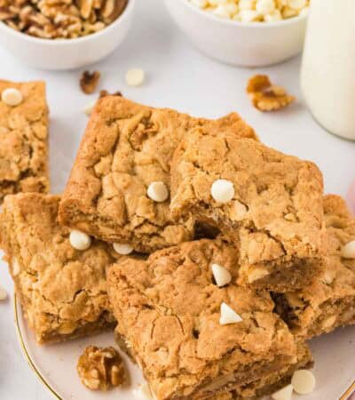 A plate of gluten free blondies.