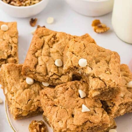 A plate of gluten free blondies.