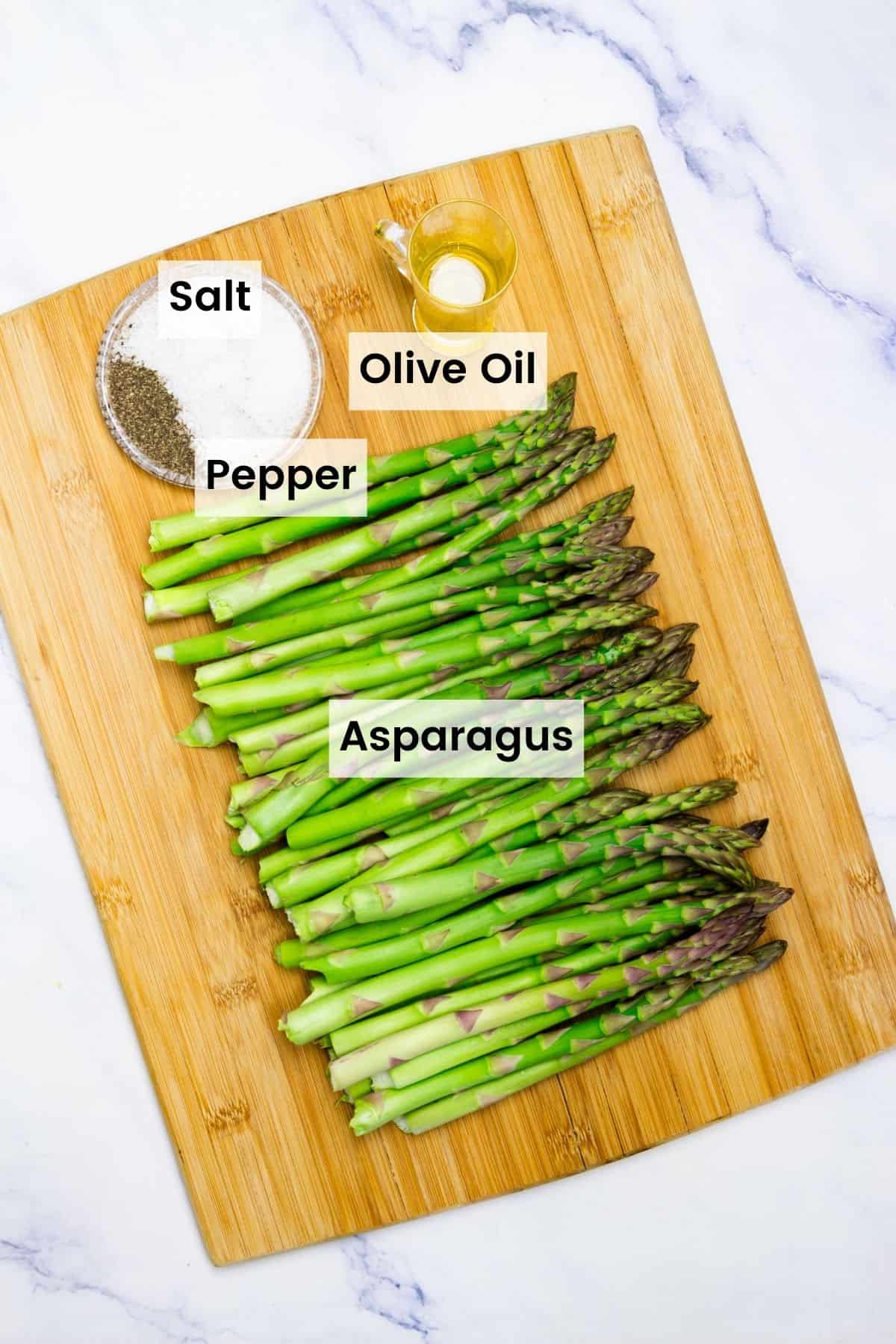 Ingredients for grilled asparagus are text-labeled.