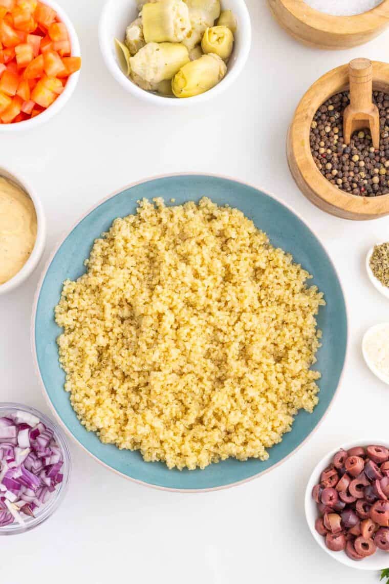 Cooked quinoa in a bowl.