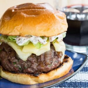 Featured image for French onion burgers recipe.