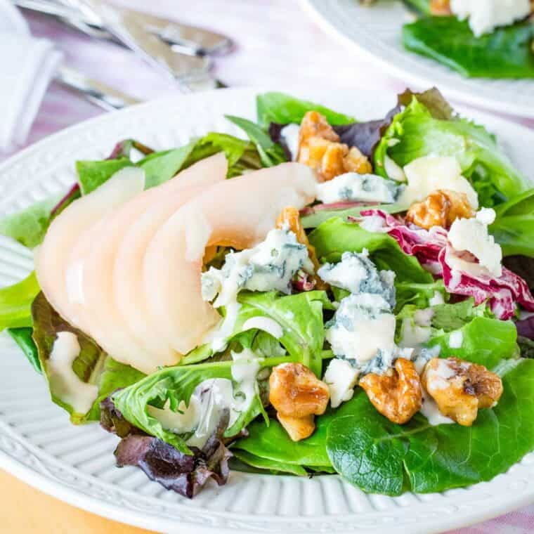 Featured image for poached pear salad recipe.