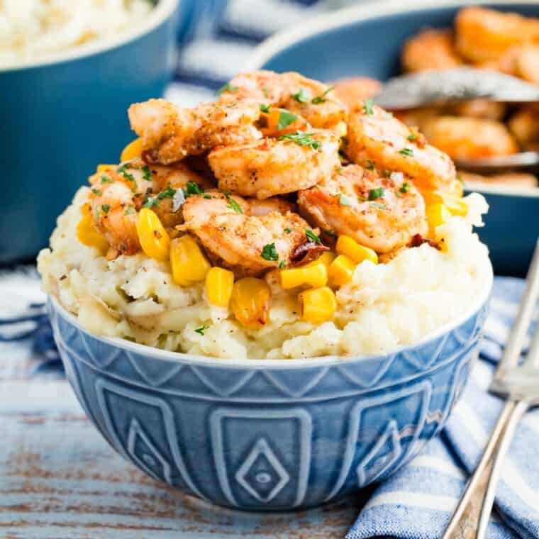 Featured image for shrimp and mashed potato bowls.