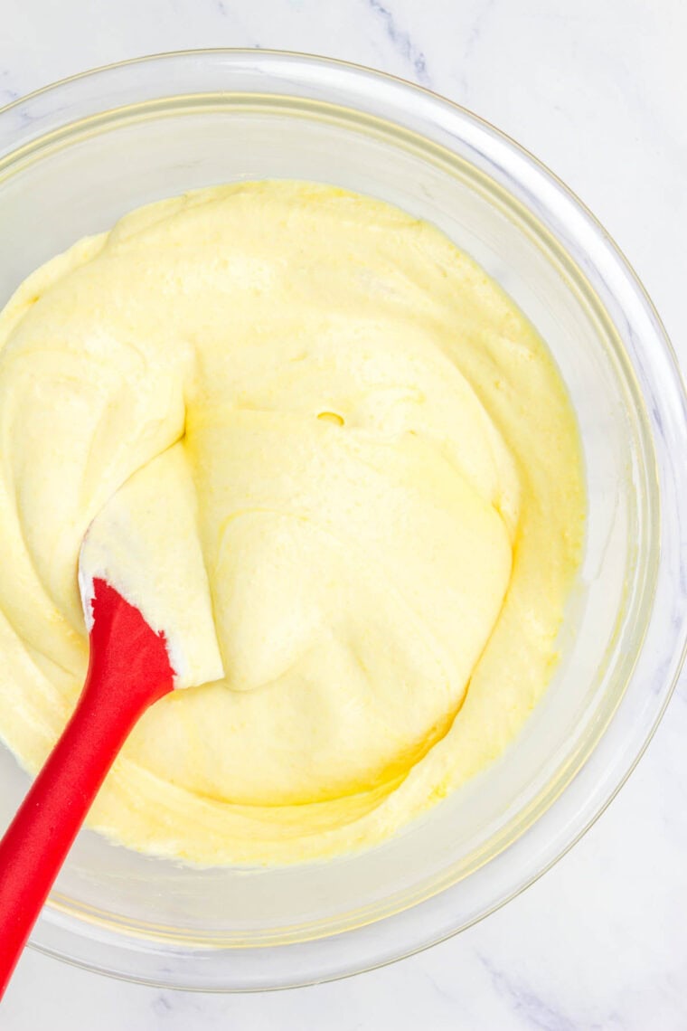 The filling for mini eggnog pies in a bowl.