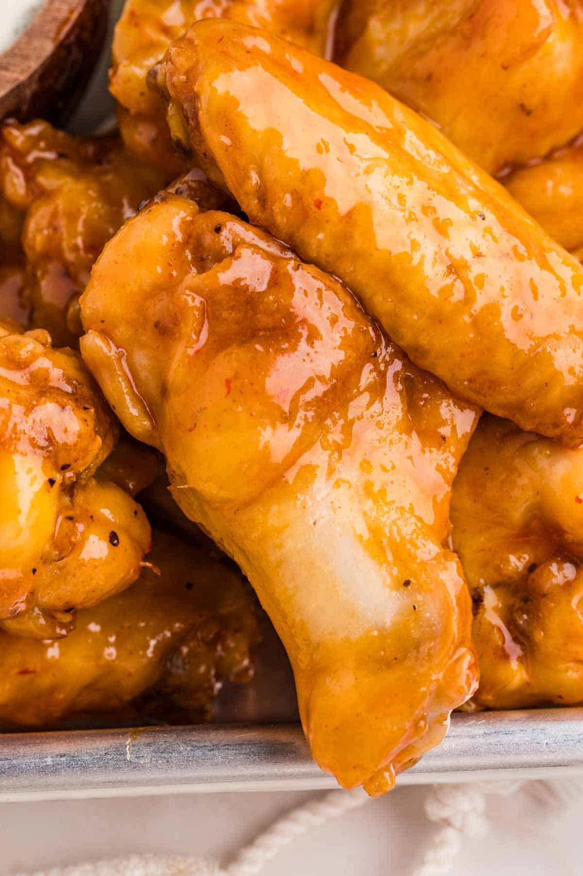 Close up of crispy baked buffalo wings